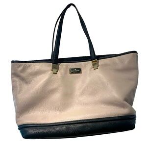 Kate Spade Large Tan +‎ Black Leather Tote Bag